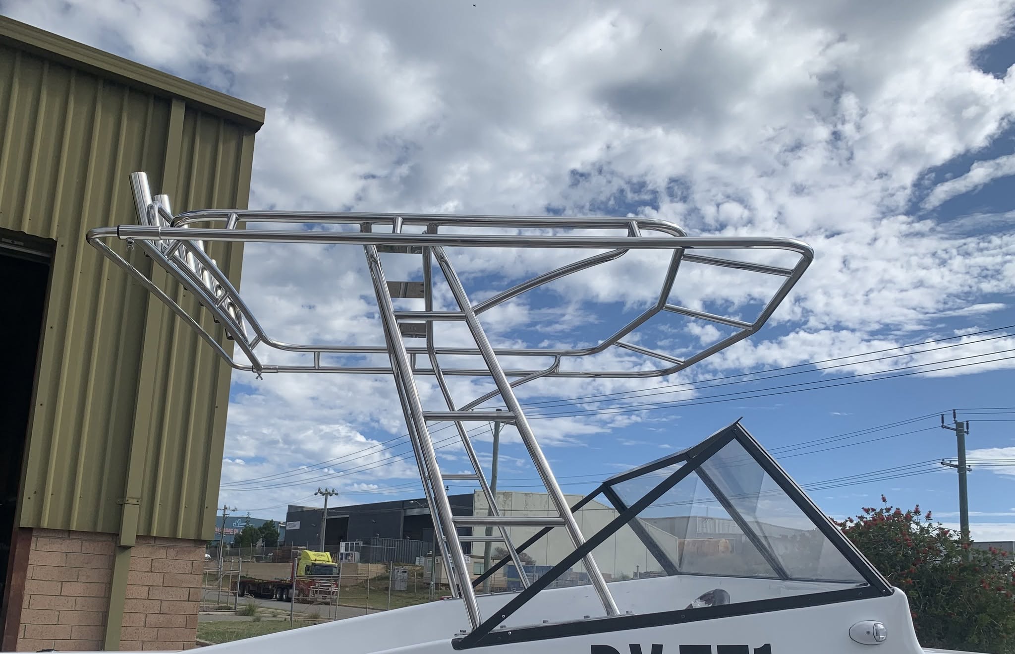 Brand new custom-made stainless steel boat canopy